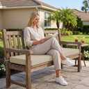 Summsun Outdoor Bench Cushion: Waterproof and Fade Resistant Patio Furniture Cushions - Non-Slip Bench Pad Cushion with Removable Cover for Garden Swing Porch Sofa Settee, 48 x 18 x 3 Inch, Beige