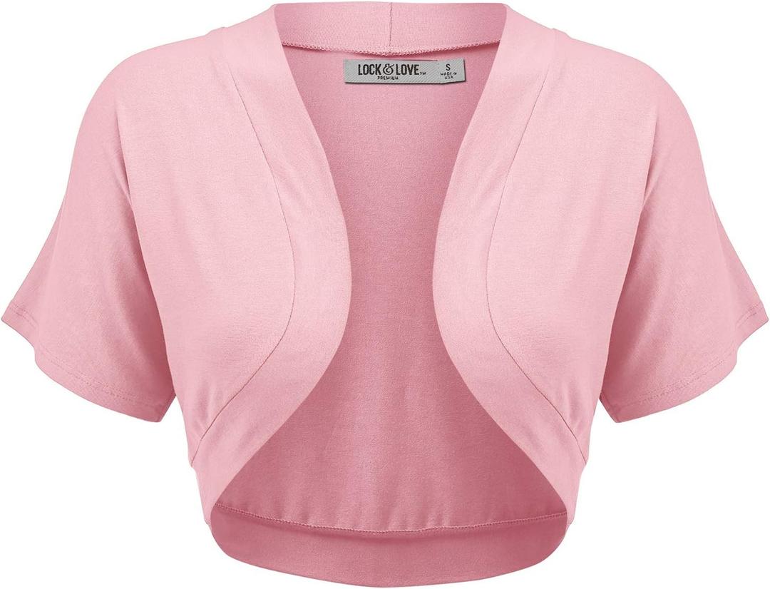 Lock and Love Women's Versatile Open Front Lightweight Short Sleeve Bolero Shrug, XXXL