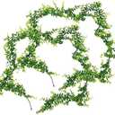 MUCKLILY 2pcs Realistic Faux Eucalyptus Garland Green Hanging Vine Artificial Plants for Indoor Outdoor Decor