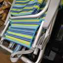 Aluminum Backpack Low Profile Beach Chair - 5-Position Lay Flat Reclining Folding Chair with Removable Cooler Bag - Heavy Duty 330 lbs Capacity, Lightweight Portable Sand Seat - Striped Green