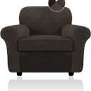 FestiCorp Sofa Cover, Velvet Couch Covers for Dogs, Stretch Sofa Slipcovers, Thick Furniture Covers for Pets, Washable Chair Cover, Armchair, Brown (Small)