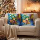 2 x Christmas Throw Pillow Covers 18x18 Inch Set of 2 Soft Winter Cat Decorative Kitten Cushion Covers Holiday Christmas Pillow Cases Rustic Farmhouse Decor for Sofa Couch Bed Living Room