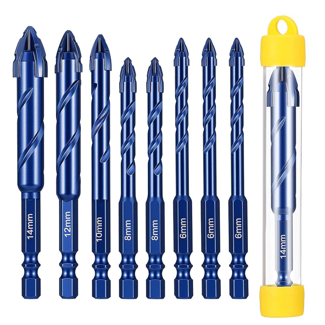 Serrated Masonry Drill Bit Set Serrated Masonry DrilMagnetic Phillips Head Drill & Screwdriver Bits Shank for Impact Drivers, Professional & DIY Use for Concrete Tile Glass Brick Ceramic Plastic Wood