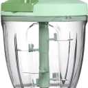 Ourokhome Manual Food Processor Vegetable Chopper, Portable Hand Pull String Garlic Mincer Onion Cutter for Veggies, Ginger, Fruits, Nuts, Herbs, etc., 900ml, Green