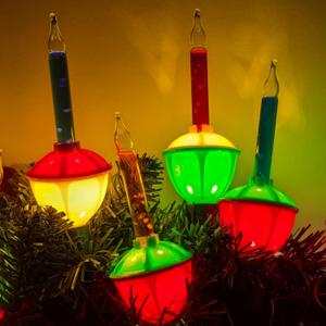 Christmas Bubble String Lights Outdoor, 11Ft Vintage With 8 Traditional Multicolor Bubbles (1 Spare) UL Listed for Holiday Party House Celebrations Decor, Green Wire