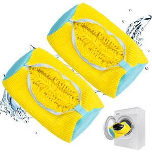 Laundry shoe bag - Shoe Washing Machine Bag - Laundry Shoe Bag for Washer and Dryer for All Shoe Types and Sizes - Yellow - Set of 2