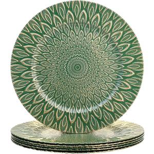 Green Charger Plates, 13 Inch Set of 6 Plastic Peacock Chargers for Dinner Plates, Table Settings, Easter, Thanksgiving, Christmas Party, Family Gathering.