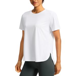 Soothfeel Women's Short Sleeve Workout Shirts Breathable Yoga T-Shirts with Side Slits Athletic Tee Tops (Medium)