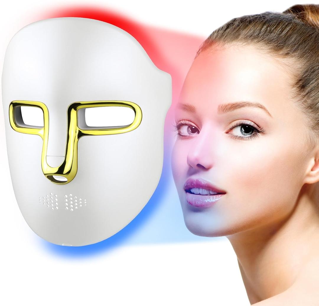 HSA FSA Red Light Therapy for Face Mask  LED Face Mask Light Therapy with Red Blue LED and Infrared Light, Anti-Aging, Blemish Repair Treatment