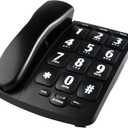 Big Button Phone for Elderly, KerLiTar Enhanced Version Senior Phones for Hard of Hearing Home Corded Phone Landline Telephone with Speakerphone Amplified Telephone for Hearing Impaired Aid(Black) (Black)