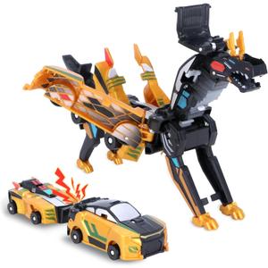 2-in-1 Transforming Dinosaur Car Toy  Magnetic Collision Robots for Kids | Exciting Transformation Play for Boys & Girls | Ideal Birthday (Golden)