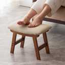 Kitsanery Foot Stool,Ottoman,Bamboo Small Sofa Foot Rest Under Desk,Extra Seating for Living Room, Bedroom and Kitchen(Brown Stool Legs - Beige Surface)