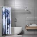 Adjustable Corner Shower Curtain Rod, Stretchable Stainless Steel L Shaped Shower Curtain Rail, Curved Bowed Shower Curtain Pole, Drill Or No Drill, For Bathro(Size:D 70-95cm X 105-165cm,Color:Silver)