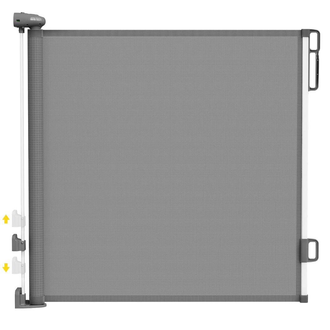 Babepai Retractable Baby Gates for Stairs, Dog Gates for Doorways, Mesh Baby Gate Extends to 54" Wide 34" Tall, Pet Gate Indoor Use for Hallways, Porch, Patio, Outdoor - Gray