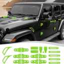 22PCS Full Set Exterior Decoration Trim Kit Fit for 2018-2026 Jeep Wrangler JL JLU 2/4 Doors, Door Hood Engine Hinge Covers Door Handle Side Vent Tailgate Window Hinge Cover (Green)