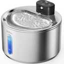 Wireless Cat Water Fountain, 135fl.oz/4L Stainless Steel Cat Fountain Battery Operated, Pet Water Dispenser Cordless for Cats & Dogs Indoor (5 Set Filter)