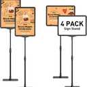 Sign Holder Stand 8.5x11 inch Sign Stand - Floor Standing Sign Holder Adjustable Poster Sign Stands for Display Table Advertising Menu - Table Top Sign Holders Signage Stand 4 Pack