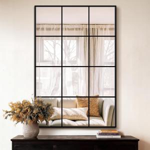 Window Pane Wall Mirror, 36"x24" Wall Mounted Window Mirror for Living Room, Bedroom, Entryway, Dining Room, Home Wall Decor