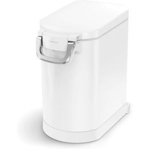 simplehuman 25 Liter, 27 lb / 12.2 kg Medium Pet Food Storage Container for Dog Food, Cat Food, and Bird Feed, White