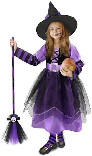 Sarfel Toddler Witch Costume Kids Witch Costume for Girls Halloween Costumes Kids Halloween Costumes for Girls Witches Outfit M 