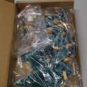 BOUBONI Mini Christmas Tree 35PCS Christmas Village Sets with Crafts Reindeer Snowmen Benches Street Lamp for Xmas Decorations Indoor Party Home Table Craft (Dark Green, Silver)