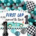JeVenis 25 PCS Vintage Car First Lap Around The Track Decorations For Boys' Birthday Party
