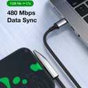 240W USB C Cable, Right Angle USB C to USB C Fast Charging Cable with Unique Aircraft Shape, Round Nylon Braided Type C Cable, C to C Charging Cords for iPhone 16 15 Series/Samsung/Laptop, 4FT