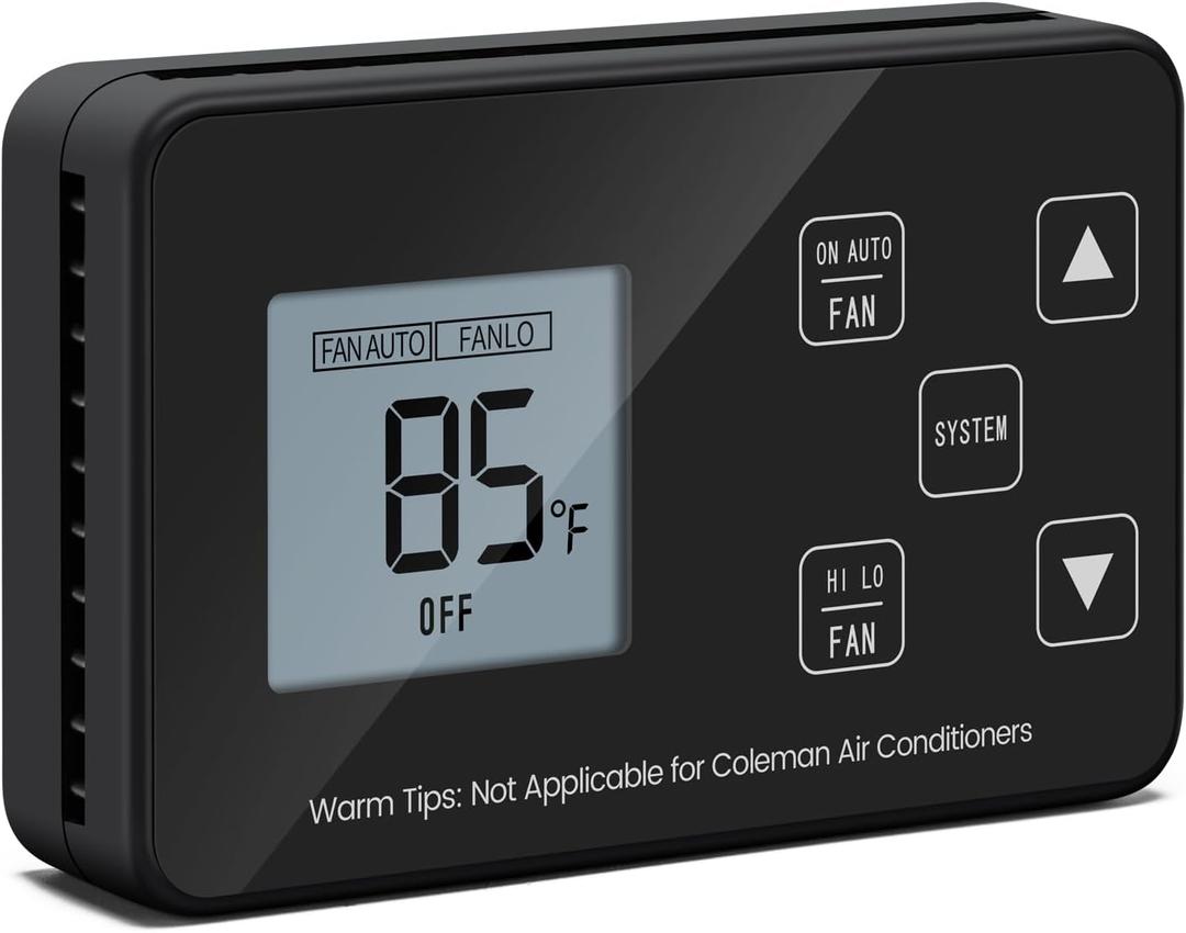 RV Thermostat, Briidea Cool/Heat RV LCD Screen Digital Thermostat, Compatible with Dometic 3106995.032, Not Applicable for Coleman Air Conditioners & Dometic 3 Wires System, 12V DC