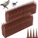 Bird Spikes, 20 Pack Bird Guard Spikes for Squirrel Cat Raccoon and Other Small Animals, Pigeon Spikes for Outdoor Fences and Roofs, Durable Plastic Bird Barrier Strips (Brown)