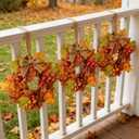 6 Pcs Small Fall Hanging Wreaths with Artificial Autumn Maple Oak Leaves Red Orange Berry Clusters Mini Cabinet Wreath for Home Table Centerpieces Kitchen Farmhouse Thanksgiving Party Decor