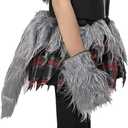 JIAHG Halloween Faux Fur Werewolf Costume Hood Hat Gloves Shoe Covers Shawl for Boys Girls Cosplay Fancy Party Accessories