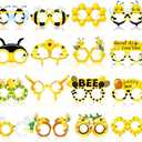 Threan 32 Pieces Bee Party Supplies Bulk Bee Glasses Honeycomb Sunflower Paper Eyeglasses for Summer Flower Birthday Party Baby Shower Costume Photo Booth Props Decorations Supplies
