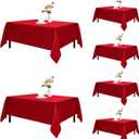 Romanstile 6 Pack Red Rectangle Tablecloth 70 x 108 Inch, Reusable and Washable Table Clothes for 6 Foot Tables, Stain Resistant Polyester Fabric Table Cover for Wedding, Party, Banquet