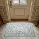 Washable Entry Rug 2x3, Gray Small Area Rugs Non Slip, Indoor Low Pile Carpet with Rubber Backing for Bathroom Kitchen Entryway Office (Grey)