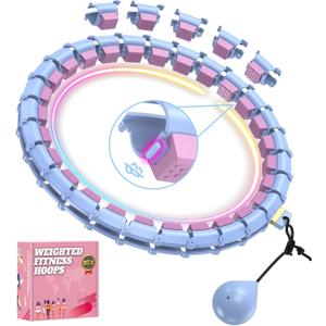 Fit Hoop Weighted Hula Pilates Circles, 32 Detachable Parts & 65-Inch Plus-Size Fit, Weight Loss Fitness Gear, Quiet Home Workout Tool (PURPLE)