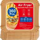Boribim 8 Inch Air Fryer Paper Liners, 360 PCS Square Air Fryer Disposable Liners - AirFryer Accessories - Non-Stick and Oil Proof Air Fryer Parchment Paper Liners for 5-8QT Basket Oven Microwave