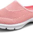 ChicWind Womens Breathable Mesh Walking Mules Sneakers Open Back Slip On Shoes (10.5, Pink)