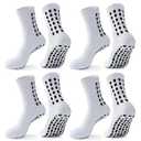 ZXOLDZX 4 Pairs Men's Soccer Socks Solid Grip Pads Non Slip Football Baseball Soccer Socks for Men Women (US, Alpha, One Size, Regular, Regular, 4 Pairs/ White)