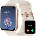 RUIMEN Smart Watches for Women Men (Answer/Make Calls) Compatible with iPhone/Android Phones, 1.85" HD Screen Fitness Tracker Heart Rate Monitor 100+ Sports Tracker Watch Waterproof (Milky White)