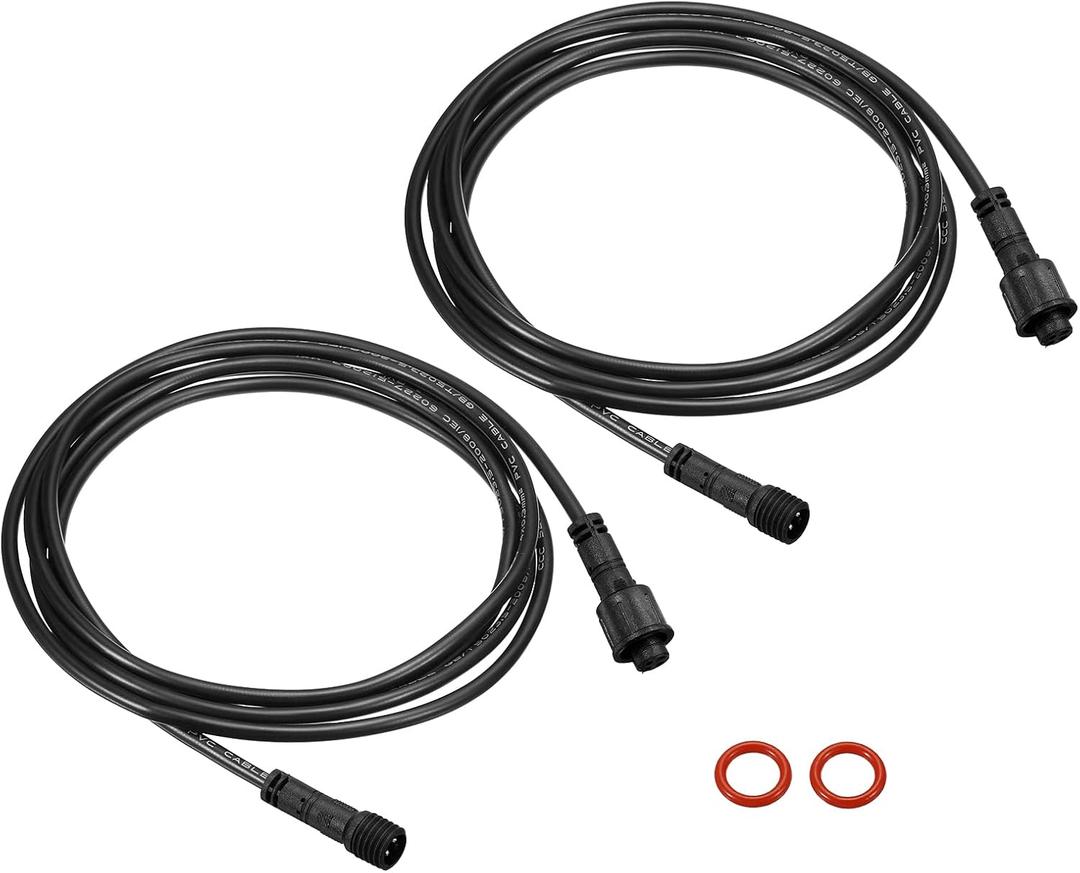 PATIKIL 9.84Ft 4 Pin Extension Cable Wire, 2Pcs 22 AWG Waterproof IP67 Connector with Male and Female at Both Ends for LED Strips, Black