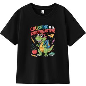 First Day of School Kindergarten Pre-K Shirt for Boys Girls Kids Toddlers Back to School Shirt (Black), Size 120