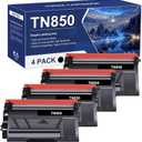 TN850 TN820 High Yield Toner Cartridge TN 850 TN-850 Replacement for Brother TN820 TN-820 TN 820 for HL-L6200DW MFC-L5700DW MFC-L5850DW HL-L5200DW MFC-L5900DW MFC-L6800DW Printer Black Ink 4-Pack