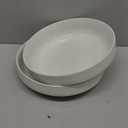 KooK Pasta Bowl, Bowl Plate, Low Bowl, Plate Bowls, Ceramic Large Shallow Bowls, Microwave and Dishwasher Safe, Great for Soups and Salads, Glossy Porcelain, 47 oz, Set of 4, White