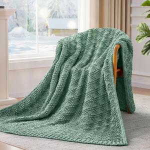 Anysay Knitted Wweighted Blanket, Hazelnut Green