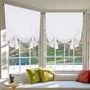 H.VERSAILTEX Pure White Curtains Thermal Insulated Tie Up Window Shade Light Reducing Curtains for Kitchen, Rod Pocket 2 Panels - 42" Wide by 63" Long