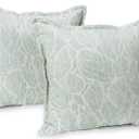 Klear Vu Katelyn Chenille Textured Flower Decorative Throw Pillows, Filled with CloudFill, 20" x 20", Set of 2, Green