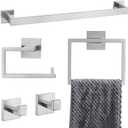 YACVCL 5-Piece Bathroom Hardware Accessories Set 23.6 inch Towel Bar Towel Rack Sets Modern Towel Ring Kit Stainless Steel Wall Mounted (Brushed Nickel)