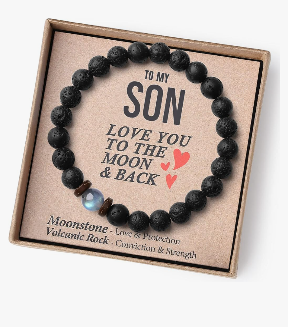 Christmas Gifts for Boys/Men-Love/Strength-Natural Gemstone Bracelet for Son Grandson Dad Boyfriend Husband Brother Nephew Uncle