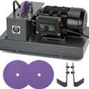 Lawn Mower Blade Sharpener 2/3HP 500W Lawnmower Bench Grinder with 7-Inch Ceramic Grinding Wheel, Extra 60-Grit Ceramic Sandpapers, and 30/40 Brackets for High/Low Lift, Gator & Flat Blades
