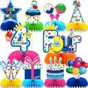 2 x 10 Pieces Happy Birthday Decorations Set,3D Table Toppers Double Sided Stand Cards for Party Supplies,Colorful Birthday Themed Honeycomb Centerpiece. (4 year old)